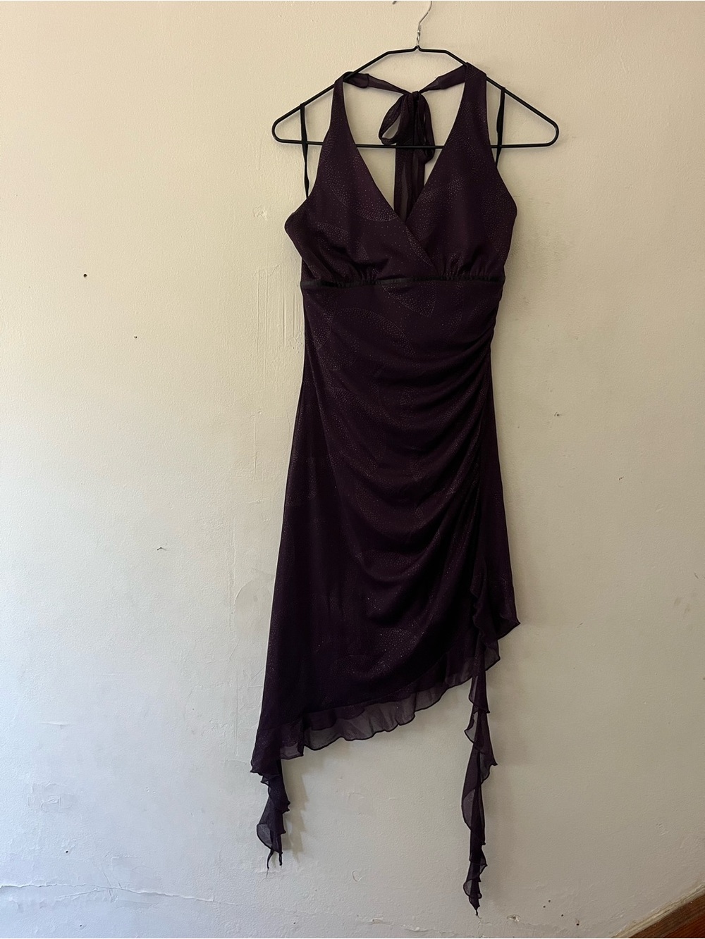 Ruby Rox Asymmetrical Halter Dress in Plum